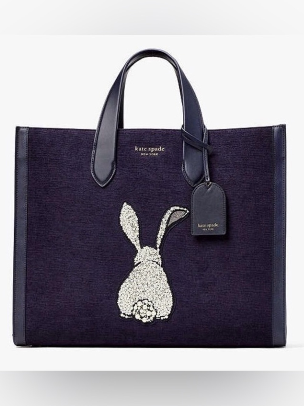 Kate Spade New York Manhattan Bunny Large Tote Bag w/Pearl Embellished Bunny